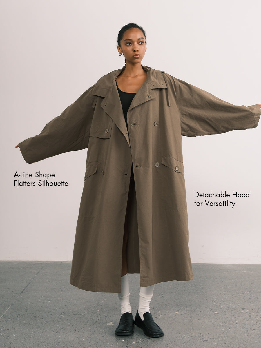 Bawełniany oversize'owy płaszcz typu trencz