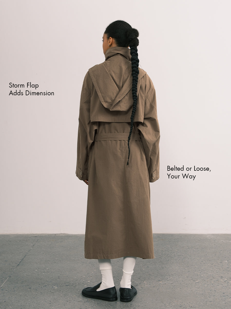 Bawełniany oversize'owy płaszcz typu trencz