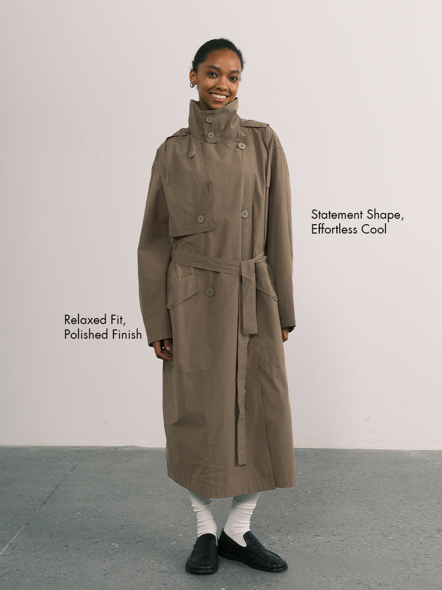 Bawełniany oversize'owy płaszcz typu trencz